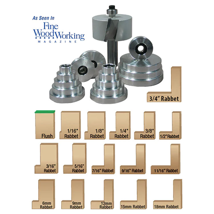 Infinity Tools 1/2" Shank 17-Pc. Mega-Rabbet Router Bit and Bearing Set w/ Custom Case