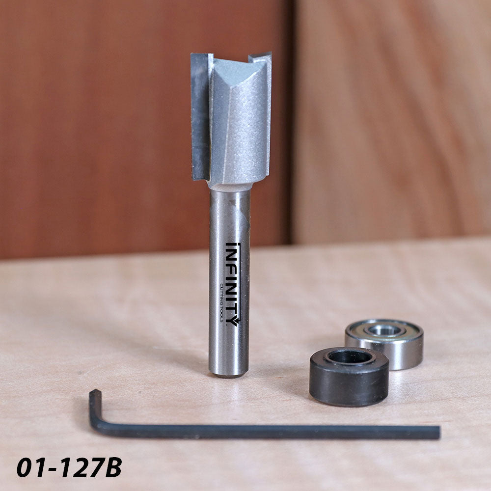 Infinity Tools 1/4" Shank Mortise & Tenon Router Bits w/ Bearing