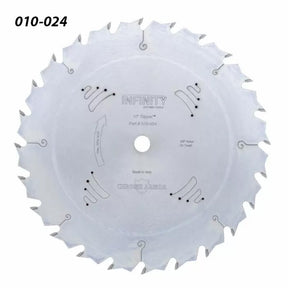 10-inch circular saw blade with 24 teeth, chrome finish, and product code 010-024