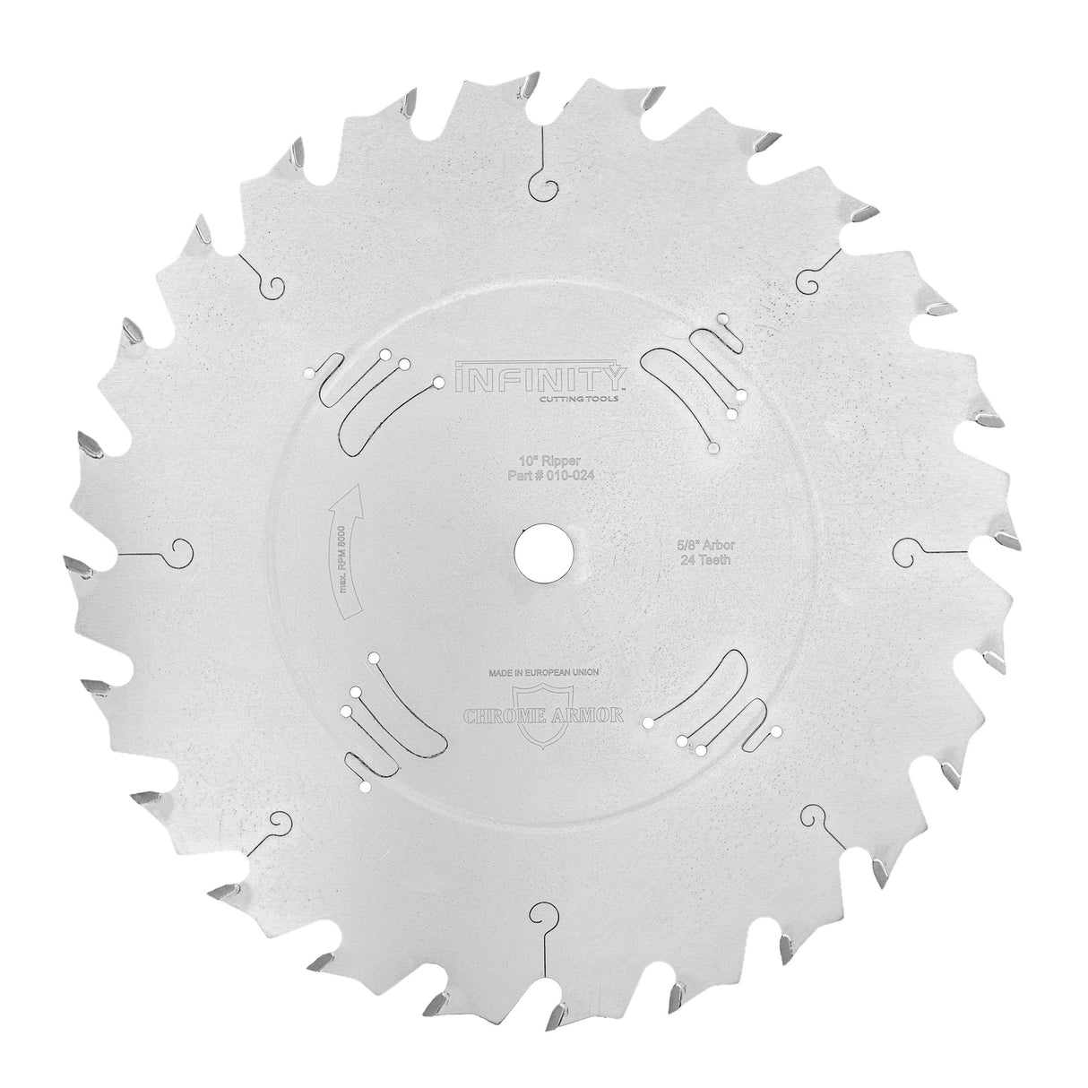 Circular saw blade with multiple teeth on a white background