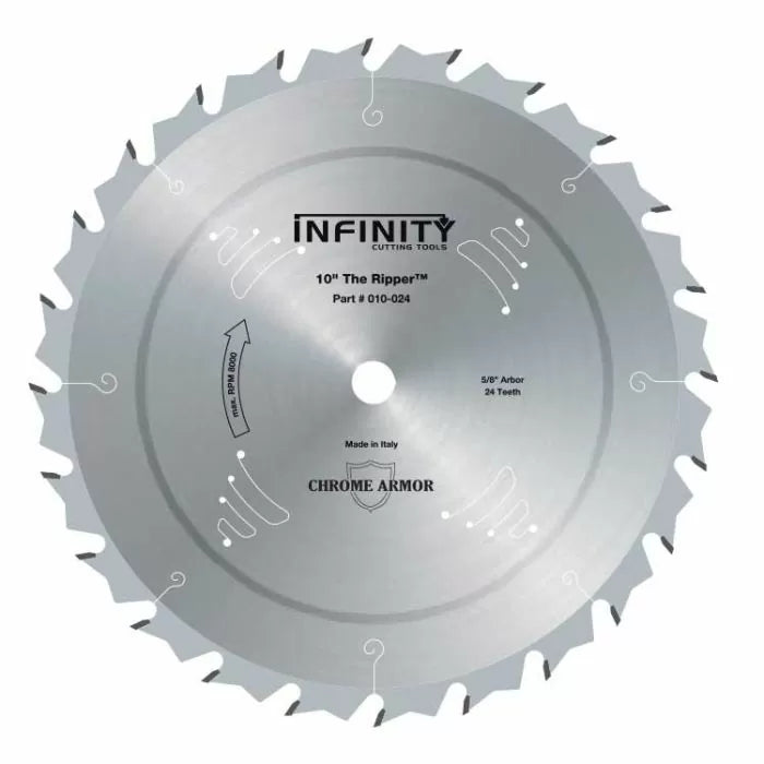 Infinity Tools 10" x 24T Ripping Tablesaw Blades, 5/8" Bore