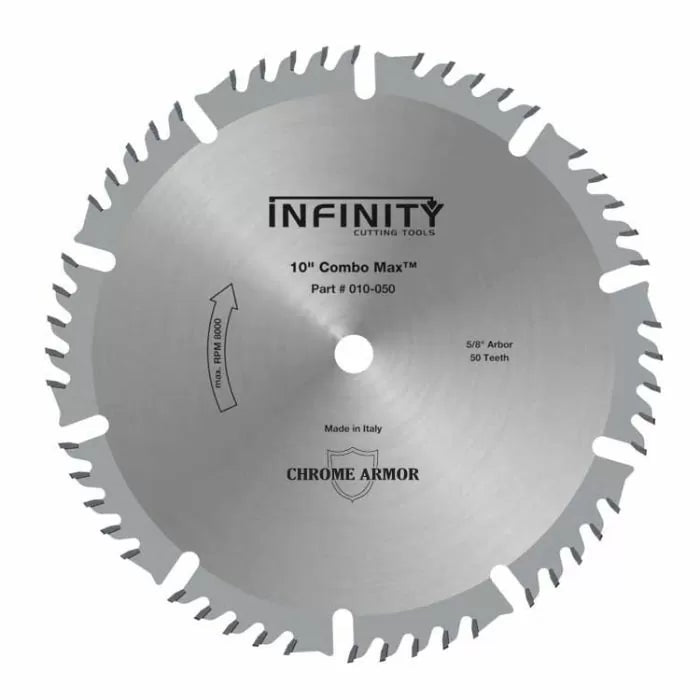 Infinity Tools 10" x 50T Combination Tablesaw Blades, 5/8" Bore