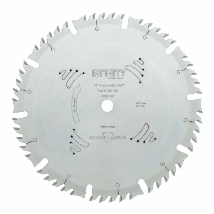 Infinity Tools 10" x 50T Combination Tablesaw Blades, 5/8" Bore