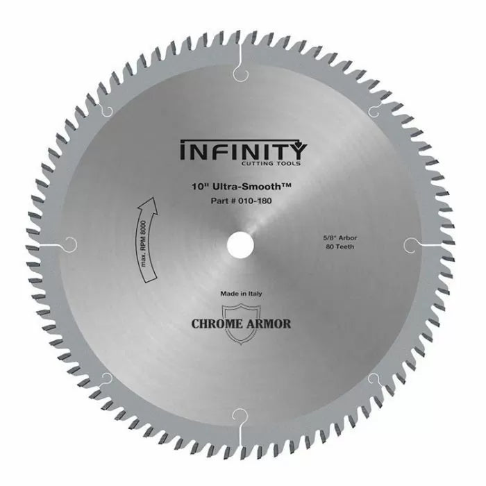 Infinity Tools 10" x 80 Tooth Ultra-Smooth Crosscutting Saw Blades