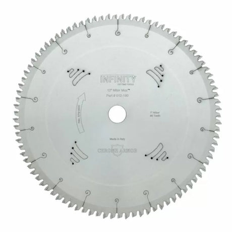 12-inch miter saw blade with 90 teeth and 1-inch arbor, precision woodworking tool