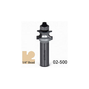 1/4 inch bead router bit for woodworking, labeled 02-500, on white background