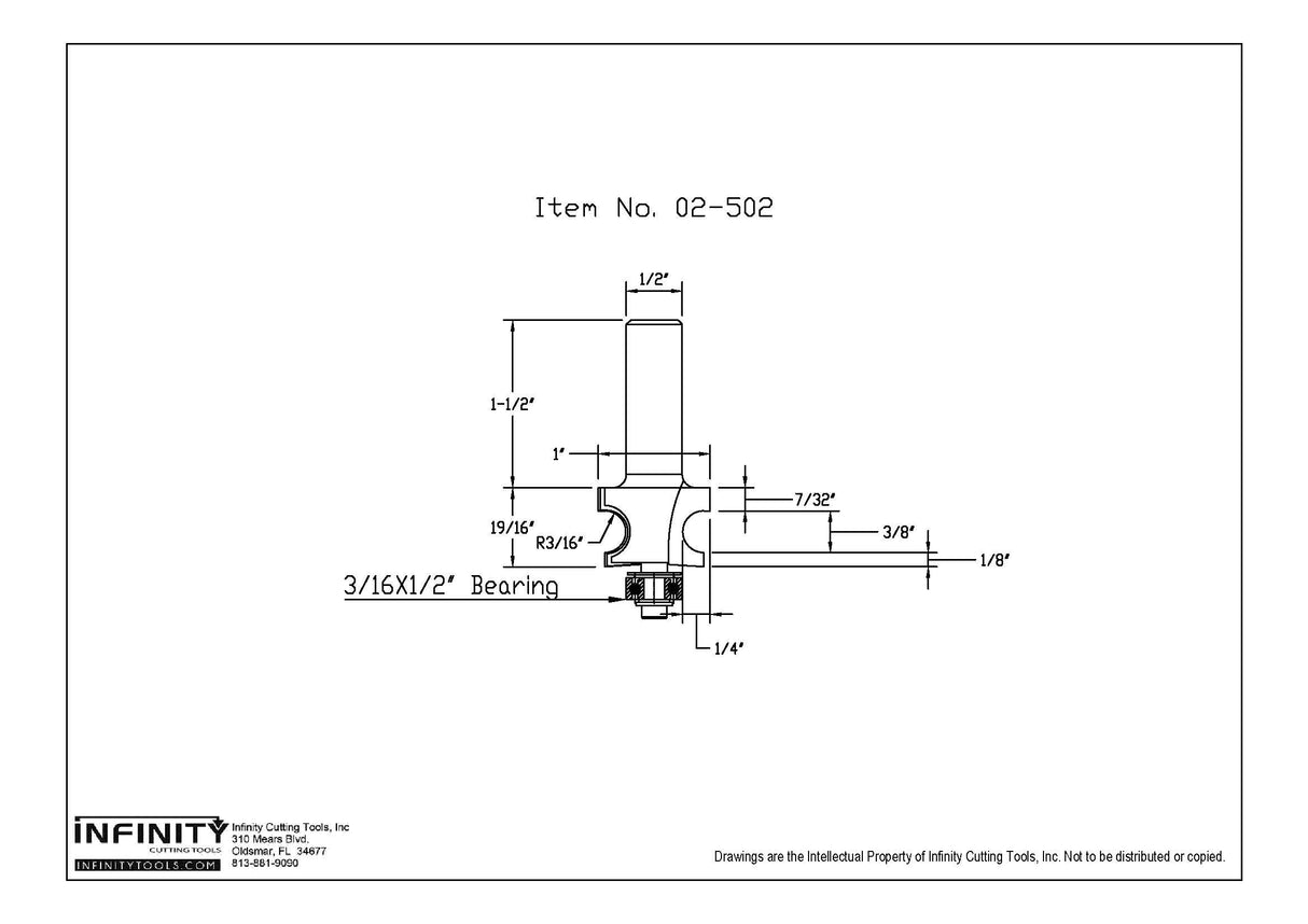 Infinity Tools 1/2" Shank Edge Beading Router Bit