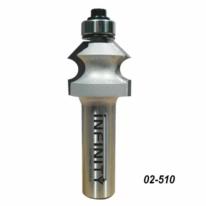 Metal router bit with 'Infinity Cutting Tools' branding on a white background