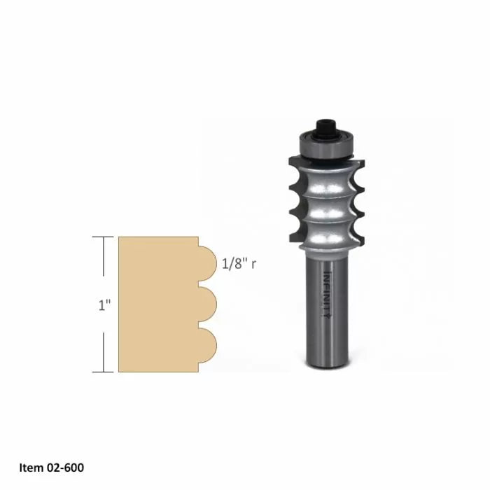 Infinity Tools 1/2" Shank Triple Flute & Bead Router Bits