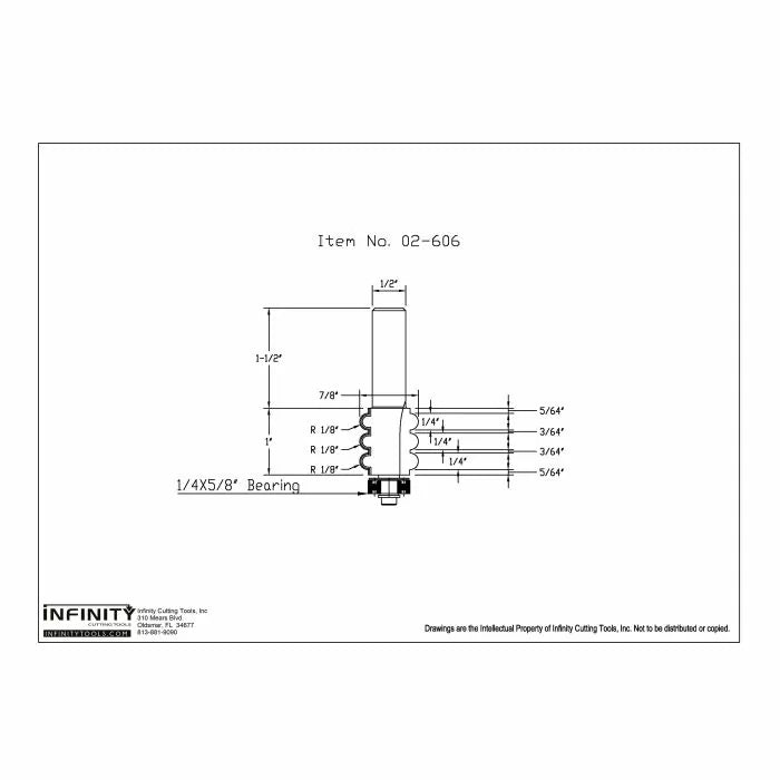 Infinity Tools 1/2" Shank Triple Flute & Bead Router Bits