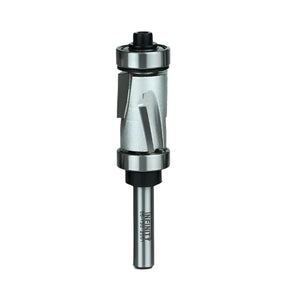 Carbide spiral flush trim router bit with dual bearings for woodworking precision