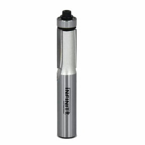 Straight flush trim router bit with bearing, ideal for precise woodworking cuts.