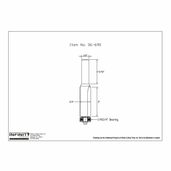 Infinity Tools 1/2" Shank Flush Trim Router Bits w/ Downshear