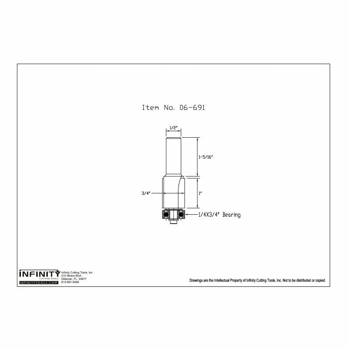 Infinity Tools 1/2" Shank Flush Trim Router Bits w/ Downshear