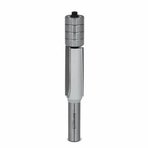 Flush trim router bit with multiple bearings for woodworking precision cuts