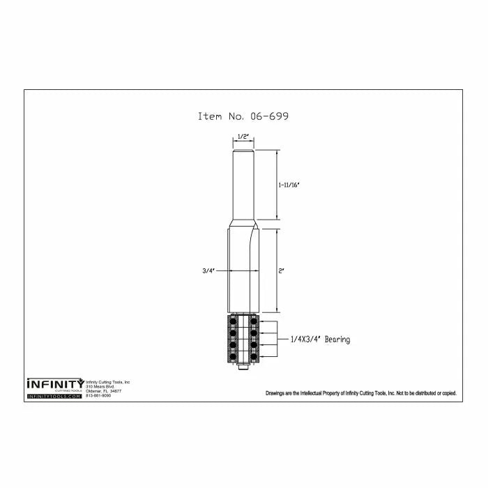 Broca de corte al ras para audio de automóvil con vástago de 1/2" de Infinity Tools con 4 cojinetes