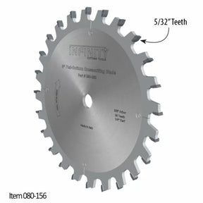 8-inch flat-bottom crosscutting saw blade with 5/32-inch teeth and silver finish
