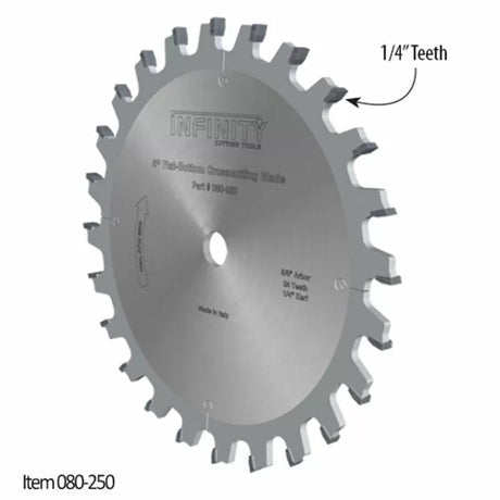 6-inch saw blade with 1/4 inch flat-bottom teeth for woodworking and crosscutting