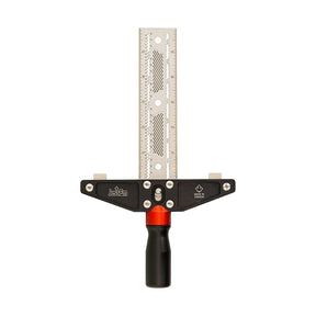 Precision woodworking marking tool with ruler and handle for measuring and layout tasks