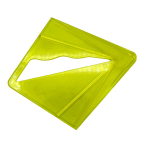 Yellow plastic center finding jig for woodworking on white background