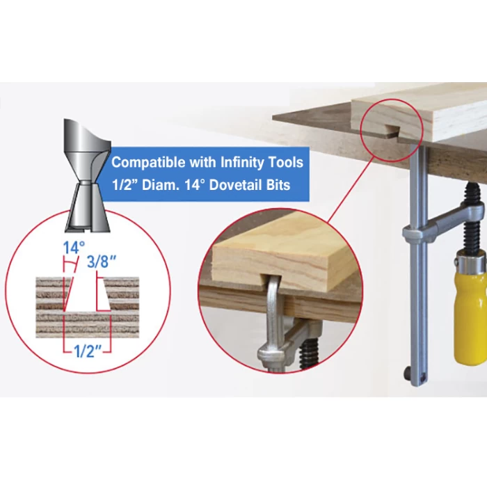 MicroJIG MATCHFIT Dovetail Clamps with Infinity Dovetail Router Bit