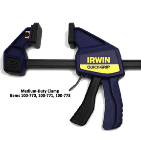 Irwin Quick-Grip woodworking clamp with bar and ergonomic handle