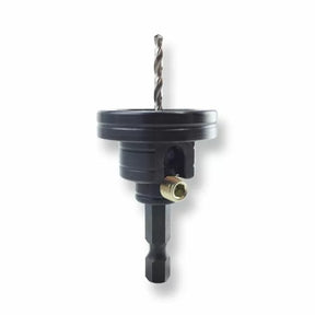 Drill bit arbor adapter with black plastic housing and hex shank for woodworking tools