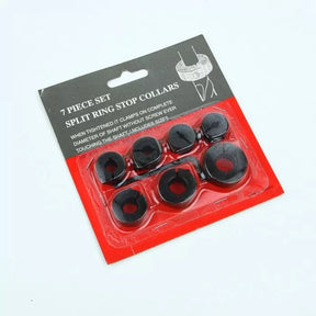 7 piece split ring stop collar set for woodworking tools in retail packaging