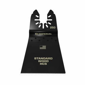 Oscillating multi-tool wood cutting blade, labeled Standard Wood HCS, black finish