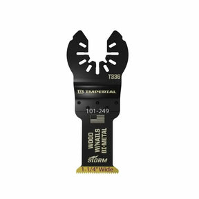 Bi-metal oscillating saw blade for wood and nails, 1-1/4 inch wide, black finish