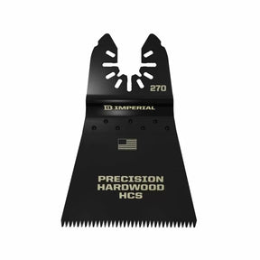 Oscillating multi-tool blade for precision hardwood cutting with Imperial branding.