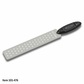 Diamond sharpening file with black handle for woodworking tools, grit size 600