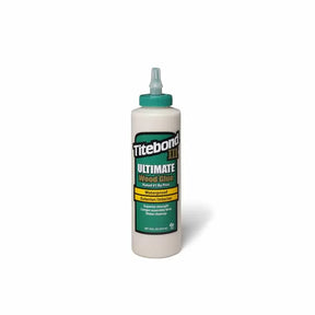 Titebond III Ultimate Wood Glue bottle with green cap, waterproof adhesive for woodworking