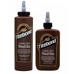 Two bottles of Titebond liquid hide wood glue, ideal for woodworking and furniture repair