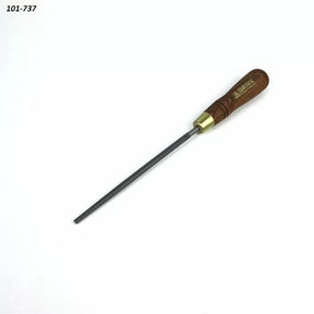 Round wood rasp file with wooden handle for woodworking and shaping projects