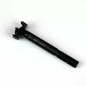 Forstner drill bit with sharp cutting edges for woodworking on white background