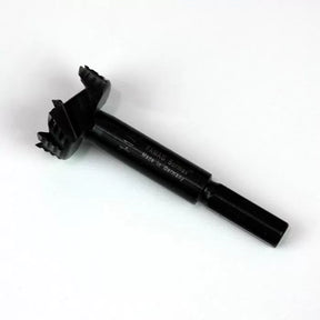 Forstner drill bit with sharp teeth for woodworking on white background