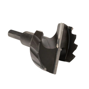 Carbide tipped Forstner bit for woodworking with sharp cutting edges and hex shank