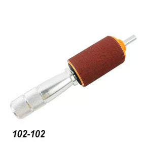 Drum sanding attachment with metal handle and abrasive sleeve for woodworking tools