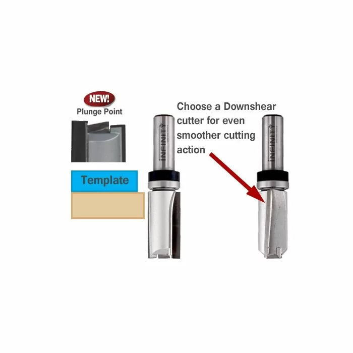 Infinity Tools 1/2" Shank Straight Router Bit w/ Plunge Point & Top Bearing