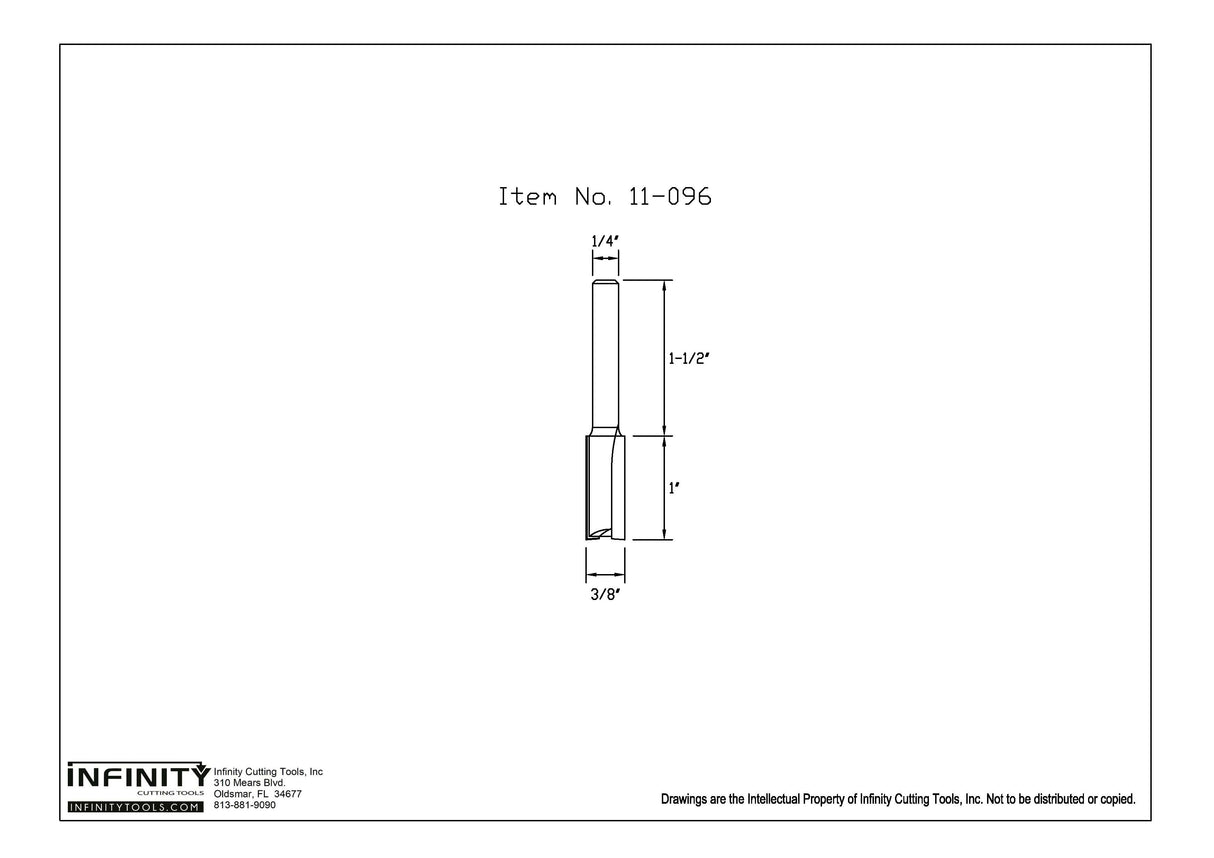 Infinity Tools 1/4" Shank Straight Router Bits