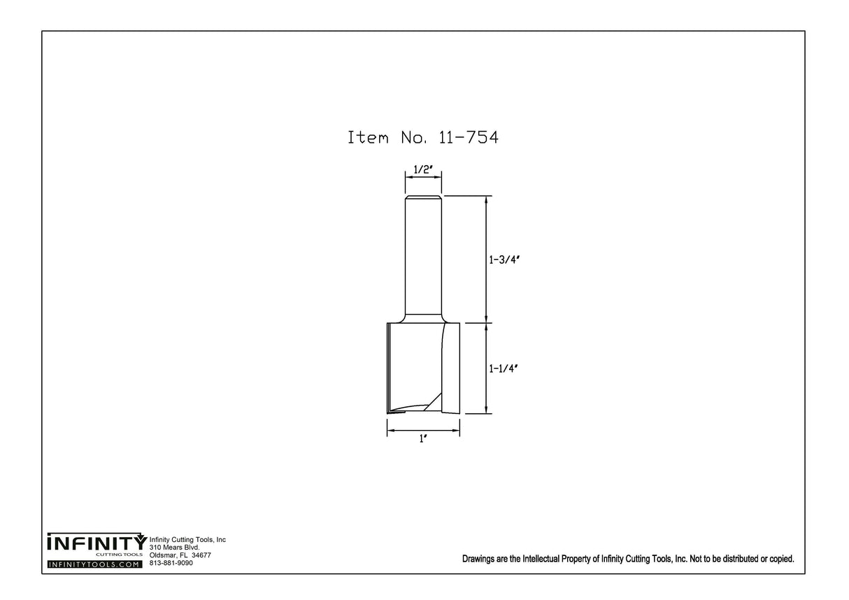 Infinity Tools 1/2" Shank Straight Router Bits