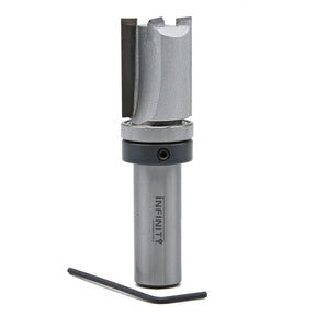Carbide router bit for woodworking with straight cutting edge and included hex key