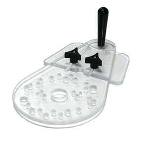 Clear router base plate with handle and adjustable knobs for woodworking tool precision