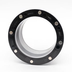 4 inch magnetic dust port with black rim and metal magnets for woodworking dust collection
