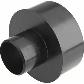 Black plastic dust collection adapter for woodworking tool hose fittings