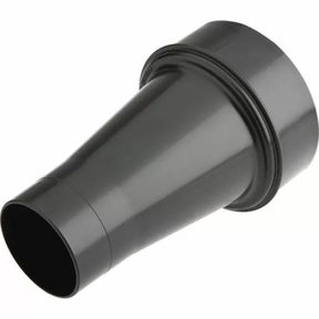 Black plastic dust collection hose adapter for woodworking power tools