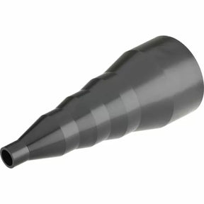 Black stepped hose adapter for woodworking dust collection systems