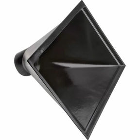 Black dust collection hood with square mouth, woodworking shop accessory