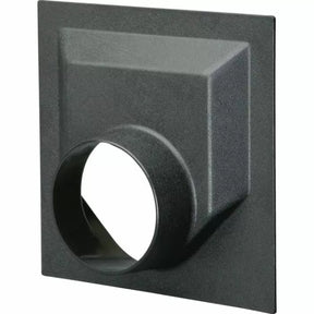 Black plastic dust collection port for woodworking router table and shop vacuum connection